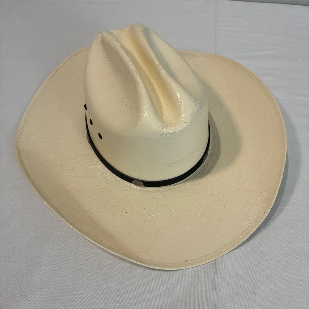 Scala Western Cowboy Hat Small Cream Toyo Straw 10X Cattleman Concho Rancher